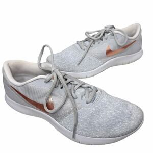 Nike Flex Contact Running Shoes Women 8 Gray Swoosh Logo Jogging Sporty Athletic